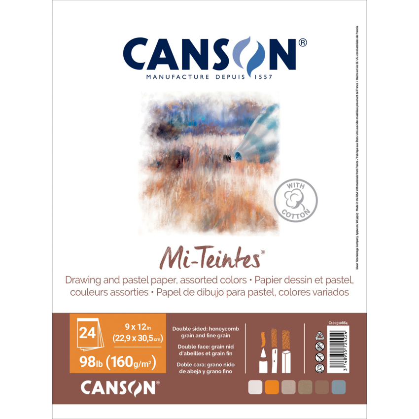 Canson® Mi-Tientes® Pastel Pads 9" x 12" Assorted Colours 24 sheets/pad