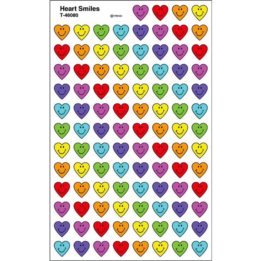 Trend® superShapes Heart Smiles Stickers 800/pkg
