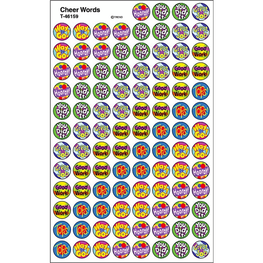 Trend® superSpots® Cheer Words Stickers 800/pkg