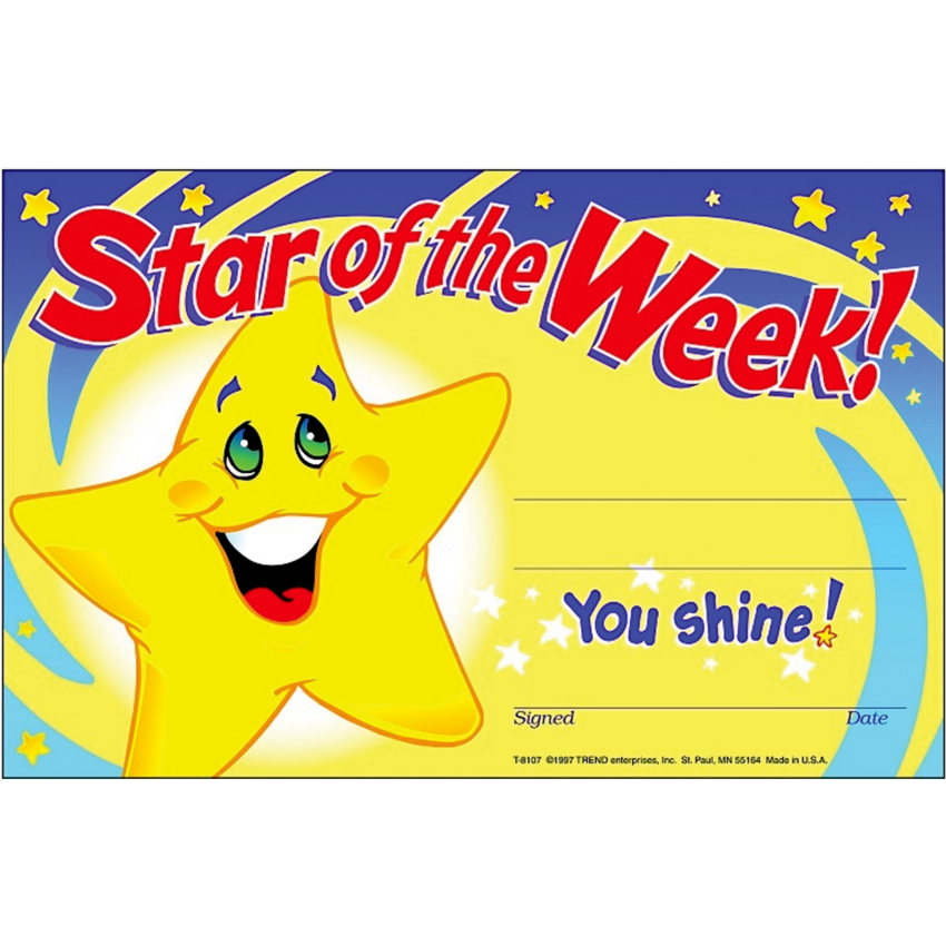 Trend® Recognition Awards Star of the Week! 5-1/2" x 8-1/2" 30/pkg