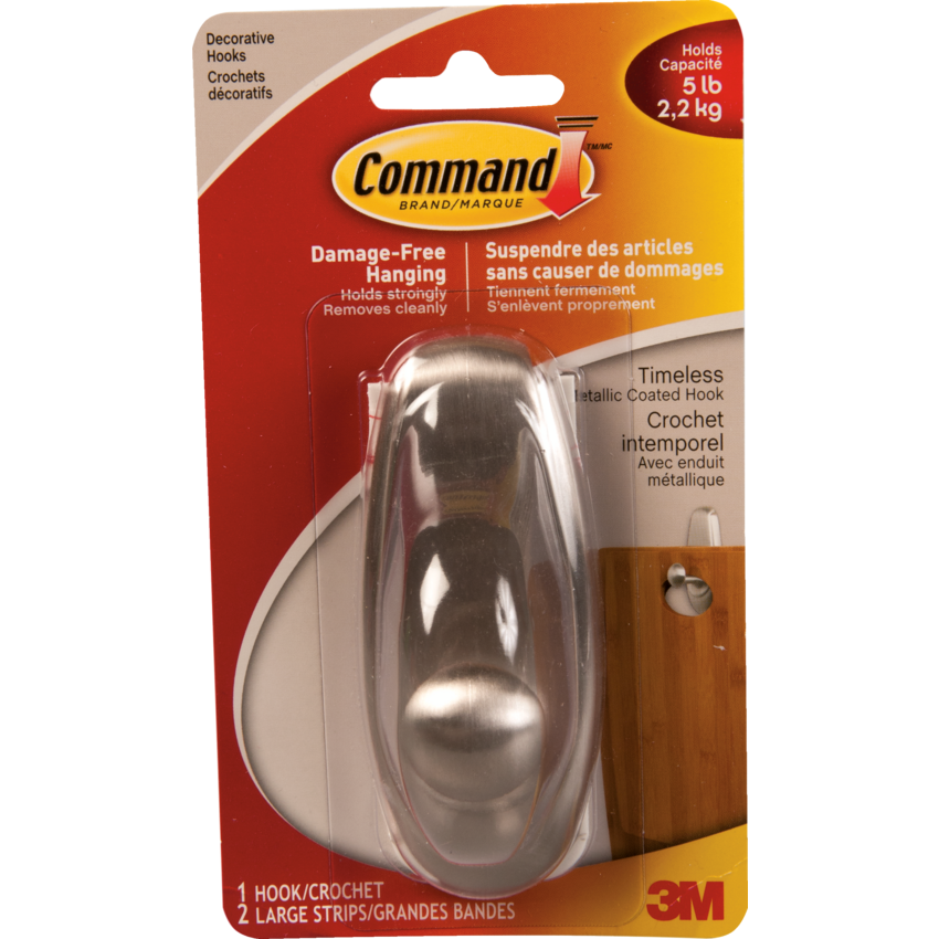 Command™ Decorative Adhesive Hooks Timeless Brushed Nickel