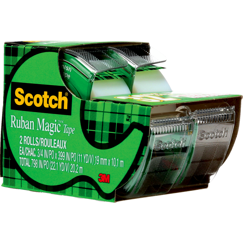 Scotch® Magic™ Invisible Tape Dispenser 3/4" (19 mm x 25 m) 2/pkg