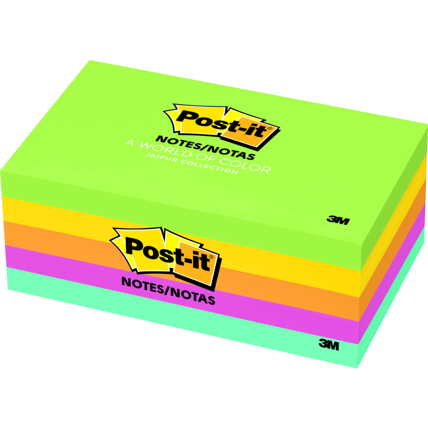 Post-it® Notes Assorted Jaipur Colours 3" x 5" 5 pads/pkg