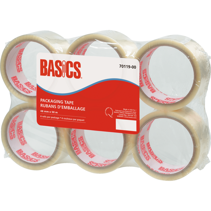 Basics® Packaging Tape 48 mm x 50 m Clear 6/pkg