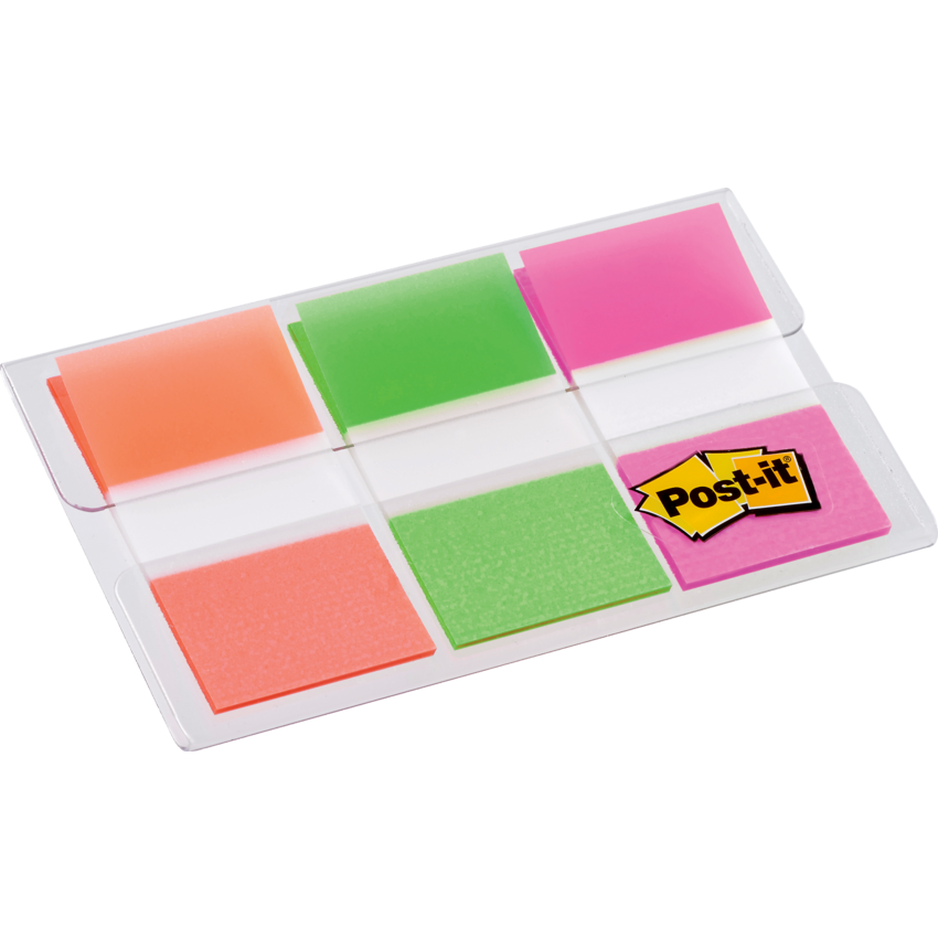 Post-it® Flags 1" 20 sheets per pad Orange, Lime and Pink 3 pads/pkg