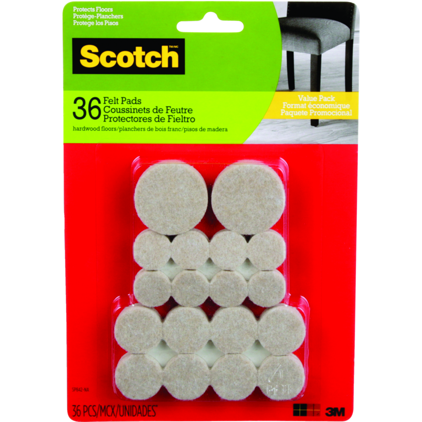 Scotch™ Felt Pads Assorted Sizes 36/pkg