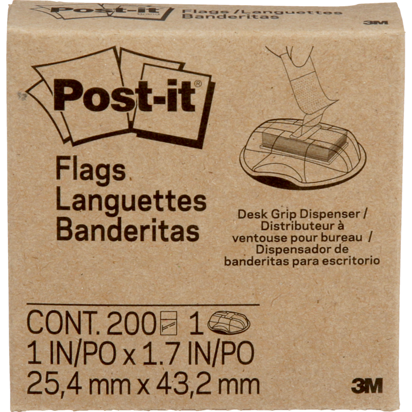 Post-it® Desk Grip Flag Dispenser 1" 200 flags per dispenser Blue