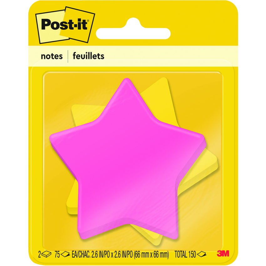 Post-it® Die Cut Notes 75 Sheets Star 2 pads/pkg