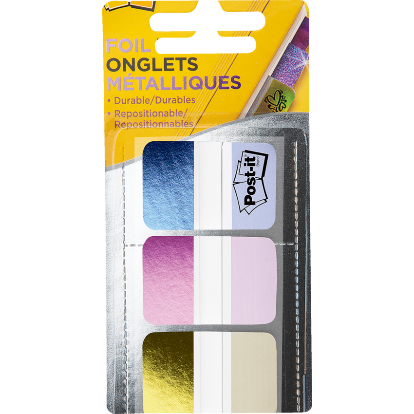 Post-it® Tabs 1" 12 tabs per pad Optimistic Brights Foil 3 pads/pkg