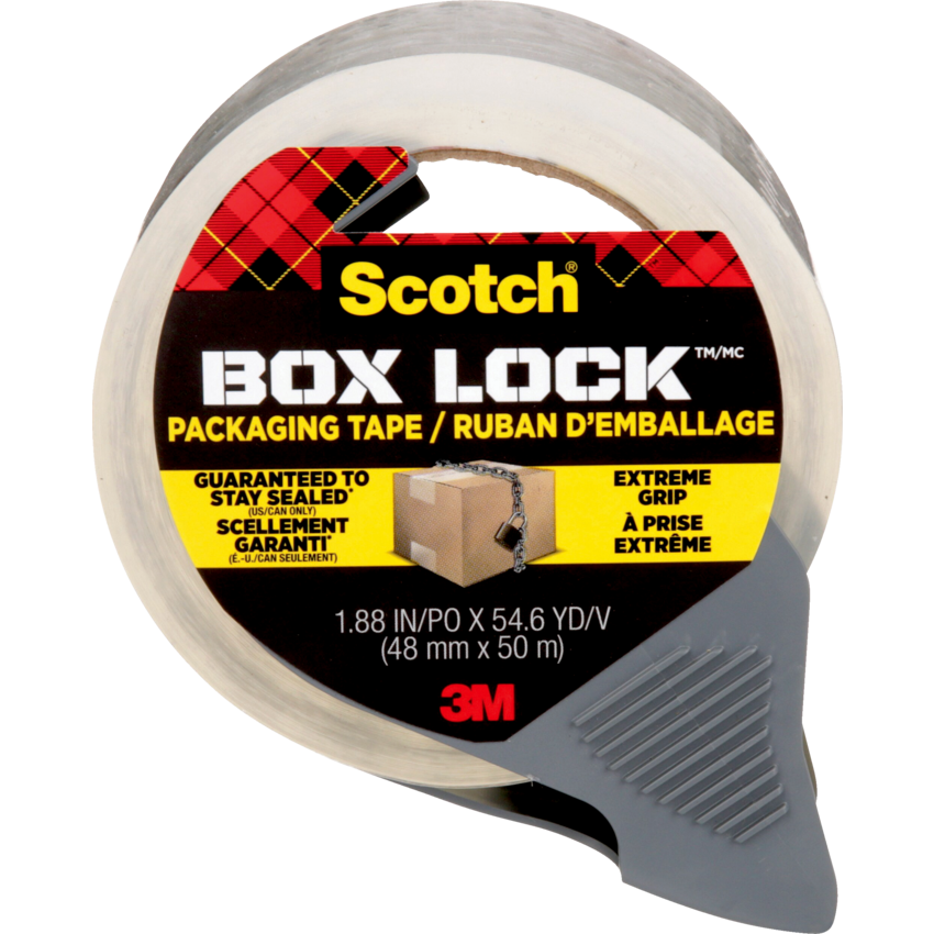 Scotch® Box Lock™ Packaging Tape with Dispenser 1-1/2" wide (48 mm x 50 m) Clear