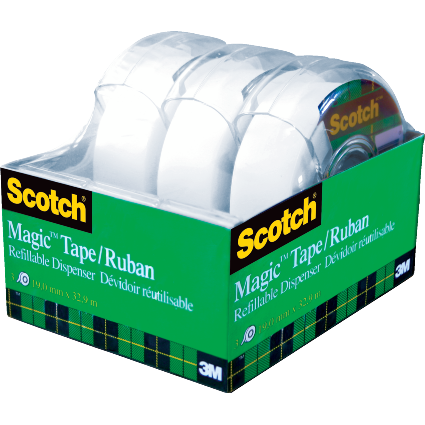 Scotch® Magic™ Invisible Tape Dispenser Bonus Pack 3/4" (19 mm x 40 m) 3/pkg