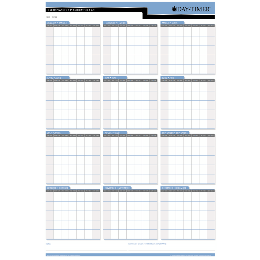 Day-Timer® Double-Sided Flexible Planner Horizontal/Vertical 36" x 24" Bilingual