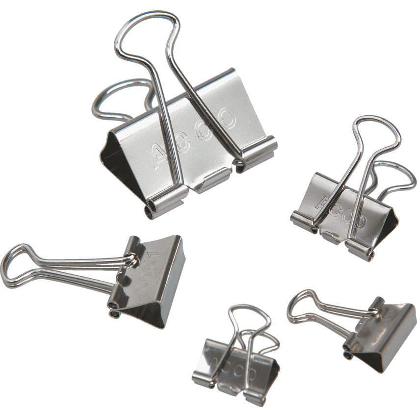 ACCO® Chrome Fold-Back Clips Assorted Sizes 30/pkg