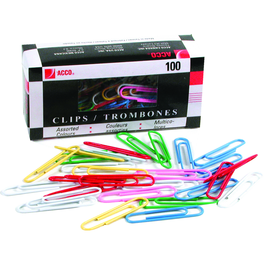 ACCO® Vinyl Coated Paper Clips #4, 2" 100/box