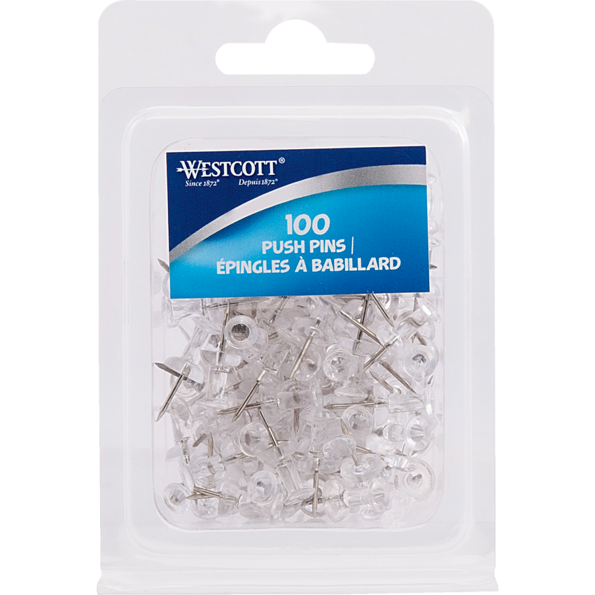 Westcott® Push Pins Clear 100/box