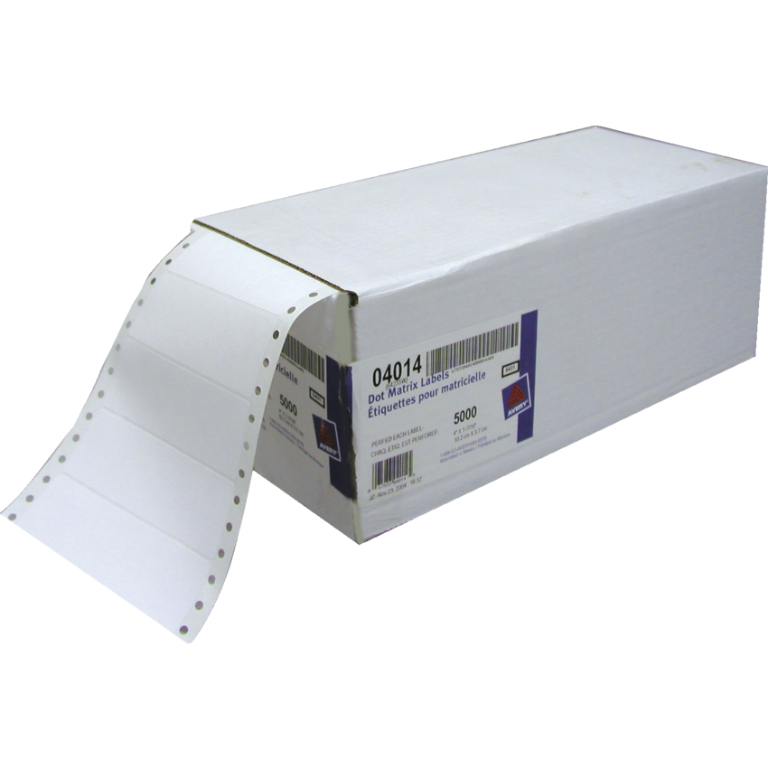 Avery® Computer Labels 4" x 1-7/16" White 5,000/box