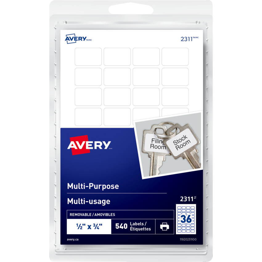 Avery® Print or Write Multi-Purpose Removable Labels 1/2" x 3/4" 540/pkg