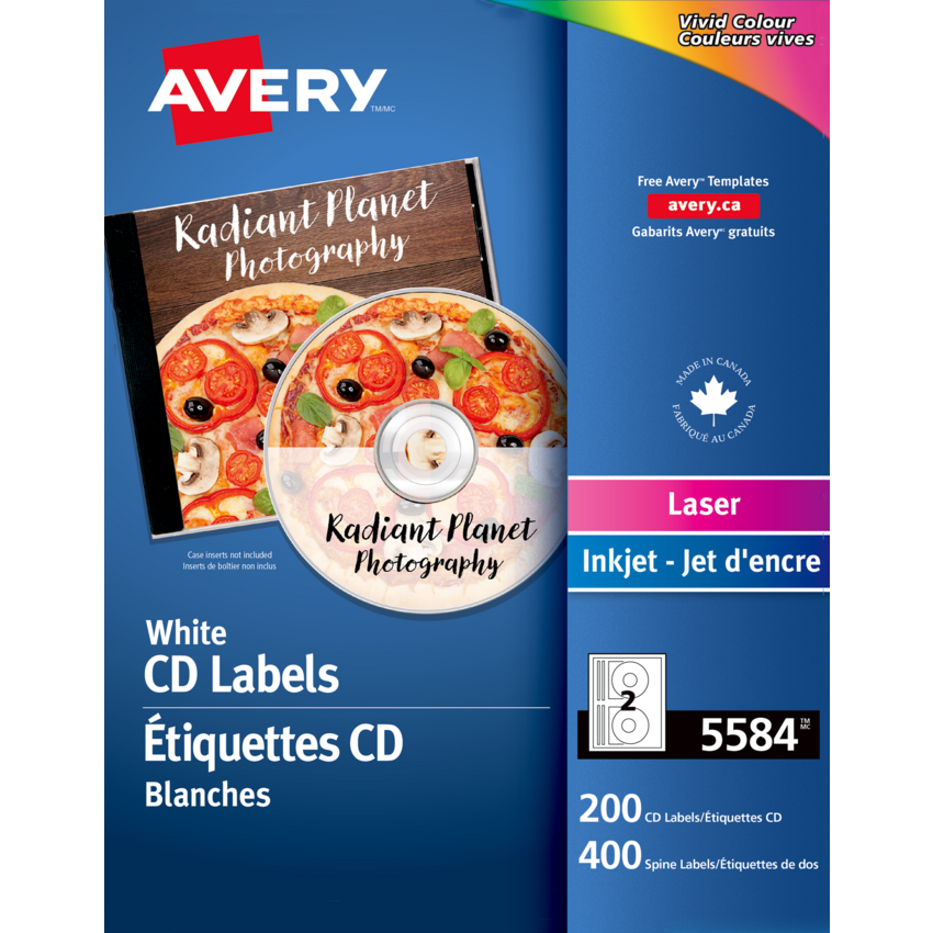 Avery® CD Labels Laser White 200 labels/box