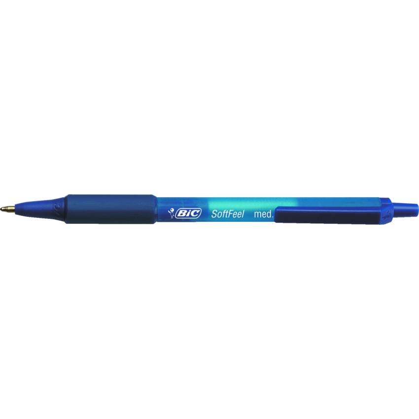 Bic® SoftFeel® Retractable Ball Point Pen Medium Point Blue 12/box