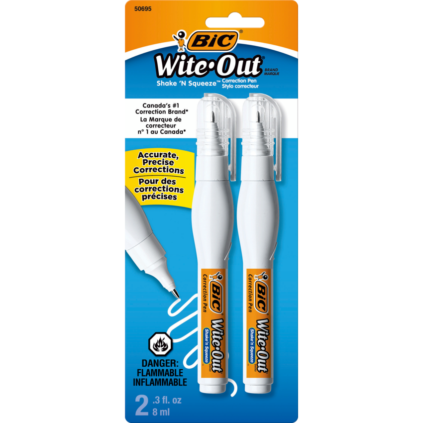 Bic® Wite-Out® Shake 'n Squeeze™ Correction Pen Needlepoint 8 mL 2/pkg