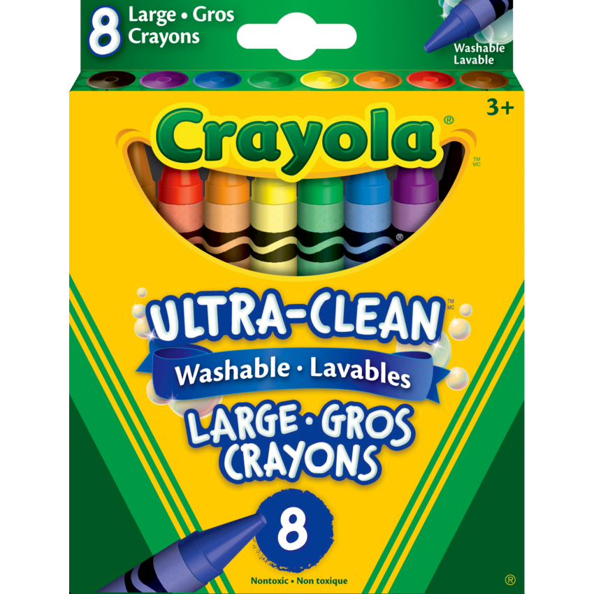 Crayola® Large Washable Crayons Assorted Colours 8/pkg