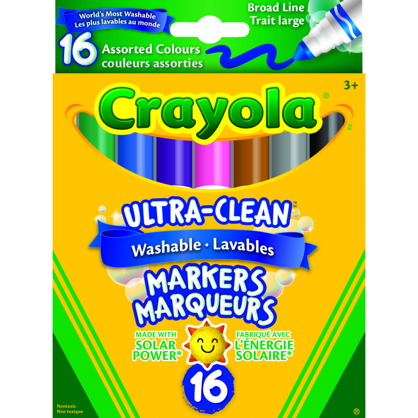 Crayola® Ultra-Clean Washable Broad Tip Markers Assorted Colours 16/pkg