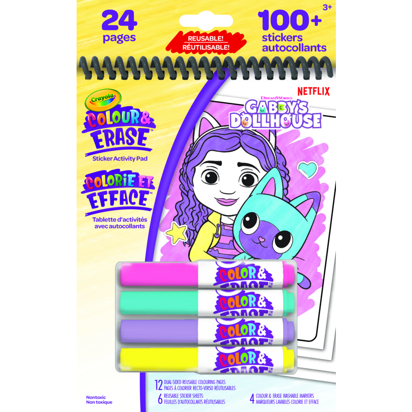 Crayola® Colour & Erase Reusable Acitivity Pad 5" x 7" Gabby's Dollhouse