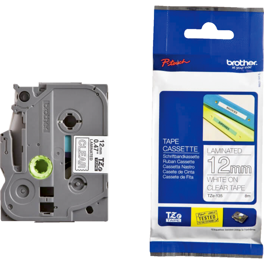Brother® P-Touch® TZ Tape 1/2" White on Clear
