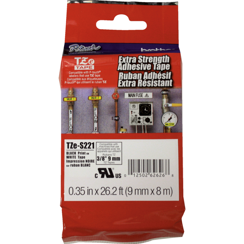 Brother® P-Touch® TZeS Industrial Tape 3/8" Black on White