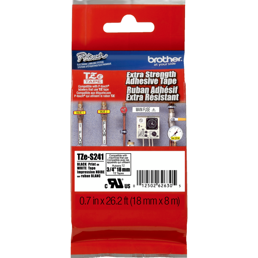 Brother® P-Touch® TZeS Industrial Tape 3/4" Black on White