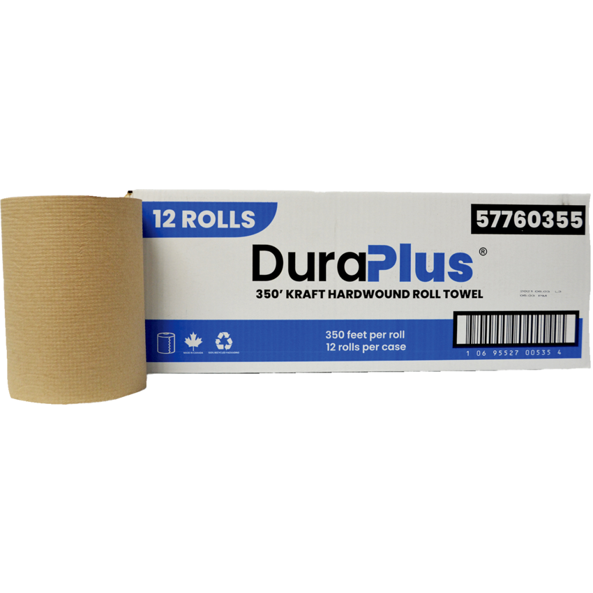Dura Plus® Paper Towels Hardwound Kraft 7-4/5" x 350' 12 rolls/ctn