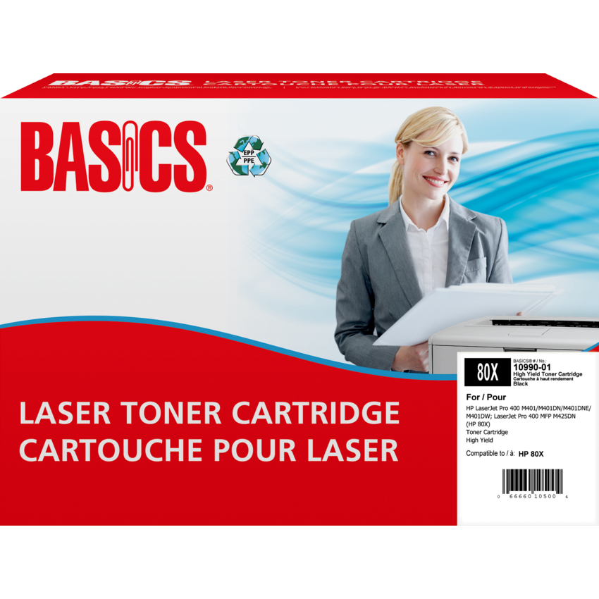 Basics® Remanufactured Laser Cartridge High Yield (HP 80X) Black