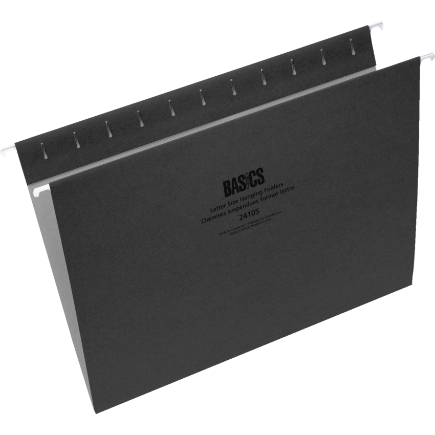 Basics® Coloured Hanging Folders Letter Black 25/box