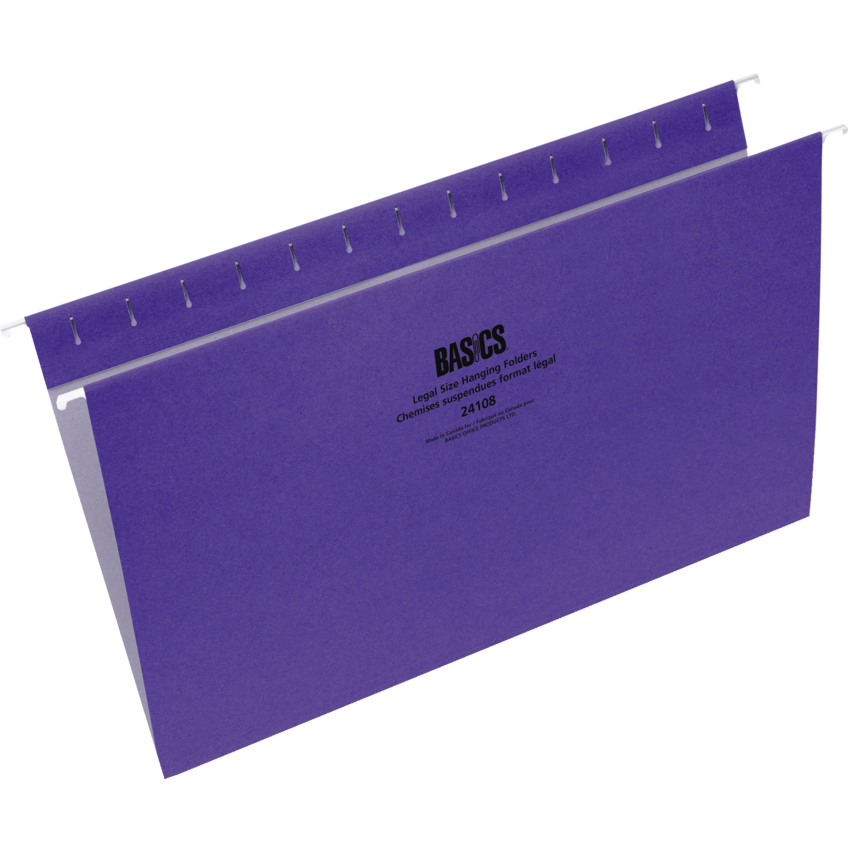 Basics® Coloured Hanging Folders Legal Violet 25/box