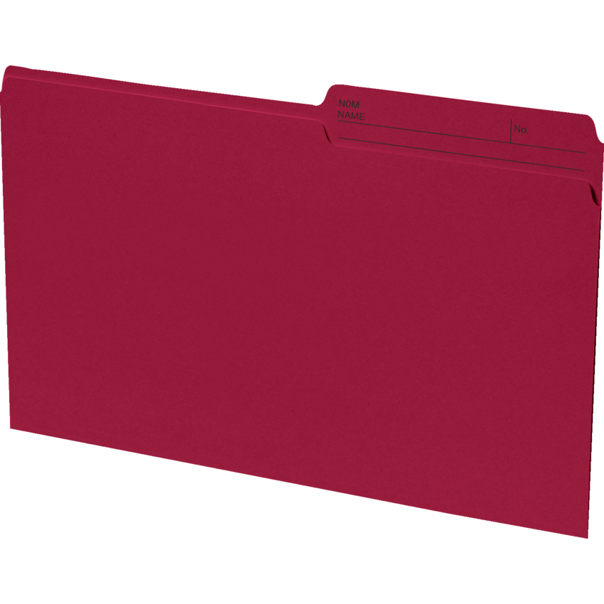 Basics® Coloured Reversible File Folders Legal Burgundy 100/box