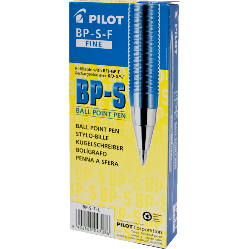 Pilot® BP-S Stick Pens Fine Point Blue 12/box
