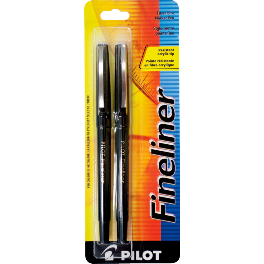 Pilot® Fineliner Markers 0.4 mm Black 2/pkg