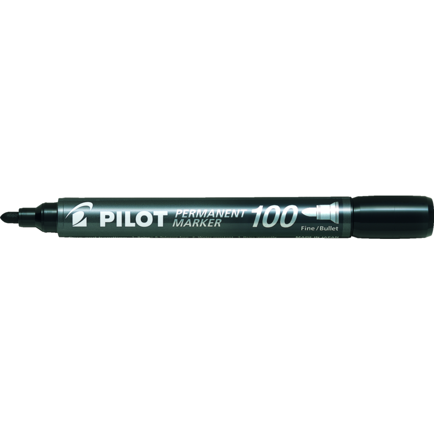 Pilot® Permanent Markers Bullet Tip Black 12/box