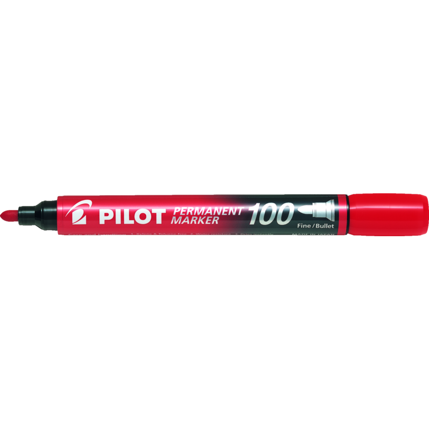 Pilot® Permanent Markers Bullet Tip Red 12/box