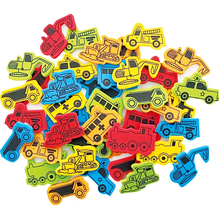 DBLG Self-Adhesive Foam Shapes Vehicle Assorted Colours 64/pkg