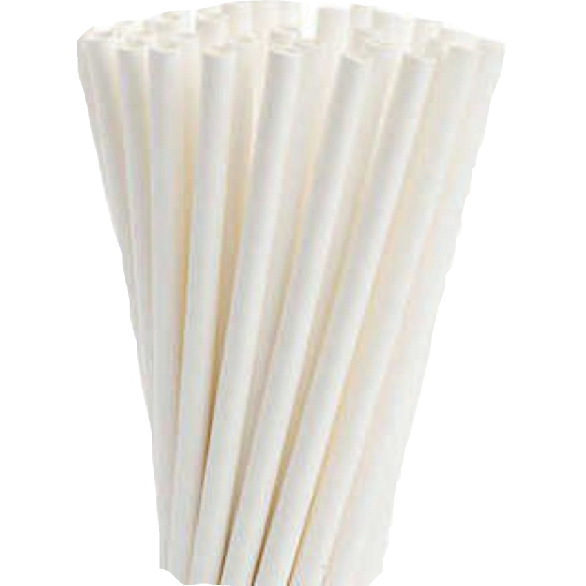 ArtWorks Paper Straws Biodegradable 7-5/8" x 1/4" White 100/pkg