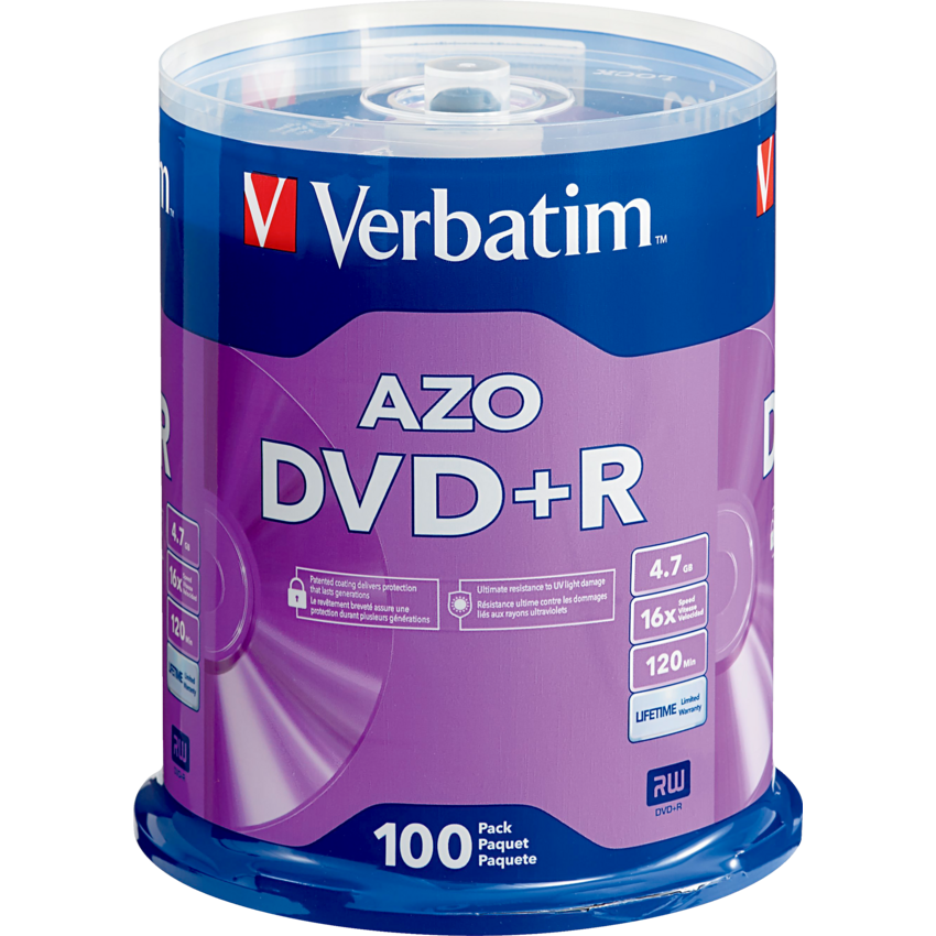 Verbatim® DVD+Rs 16X 4.7 GB 100/spindle