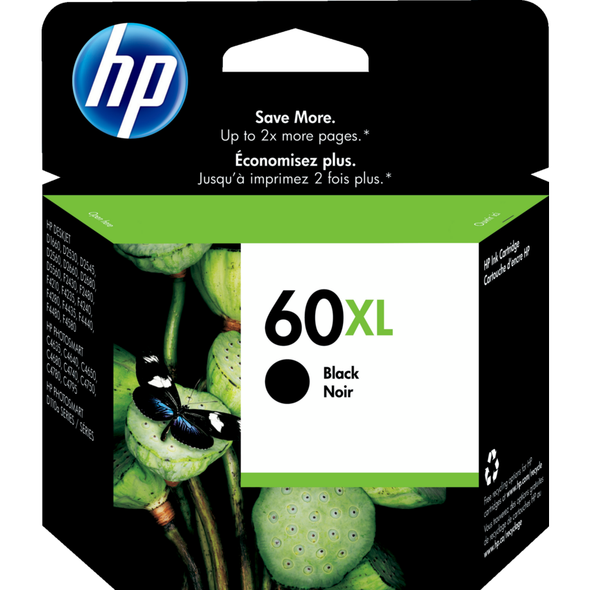 HP Inkjet Cartridge High Yield CC641WN #60XL Black