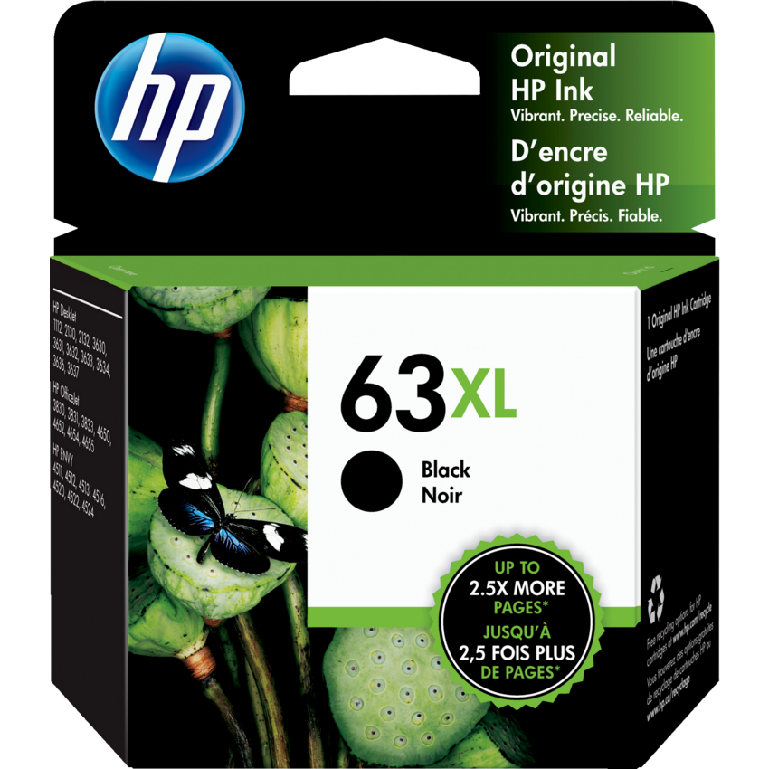 HP Inkjet Cartridges #63XL High Yield Black