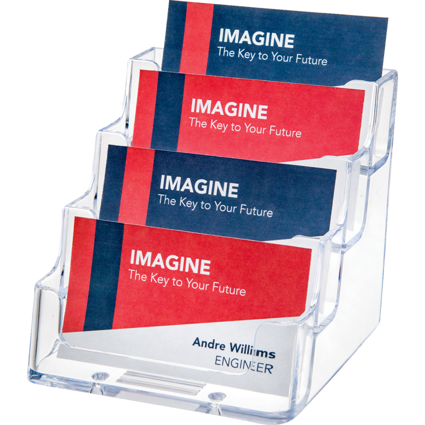 Deflecto® Business Card Holder 4 Compartments Clear