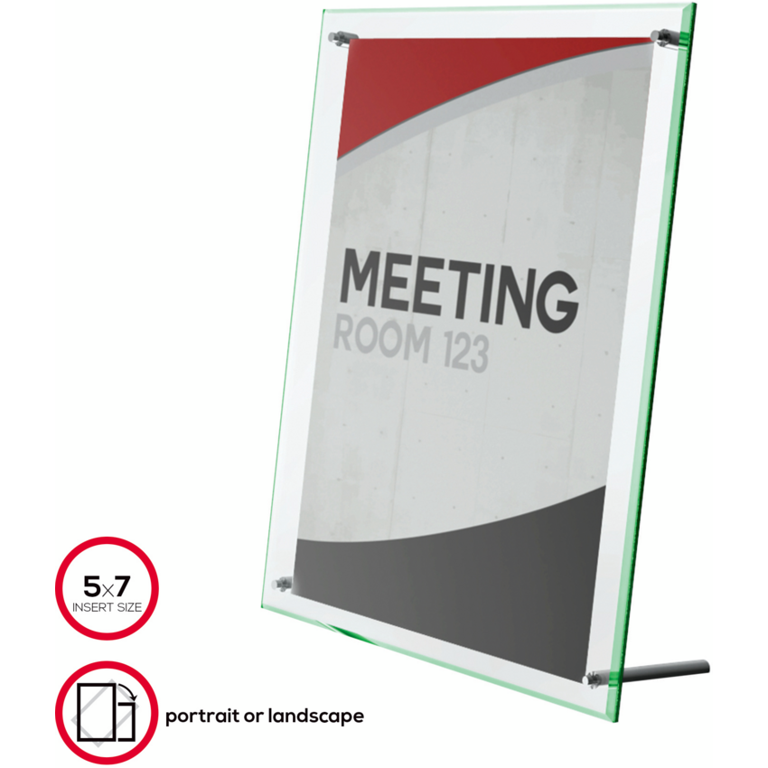 Deflecto® Superior Image® Beveled Edge Sign Holder Flat Free Standing 5" x 7