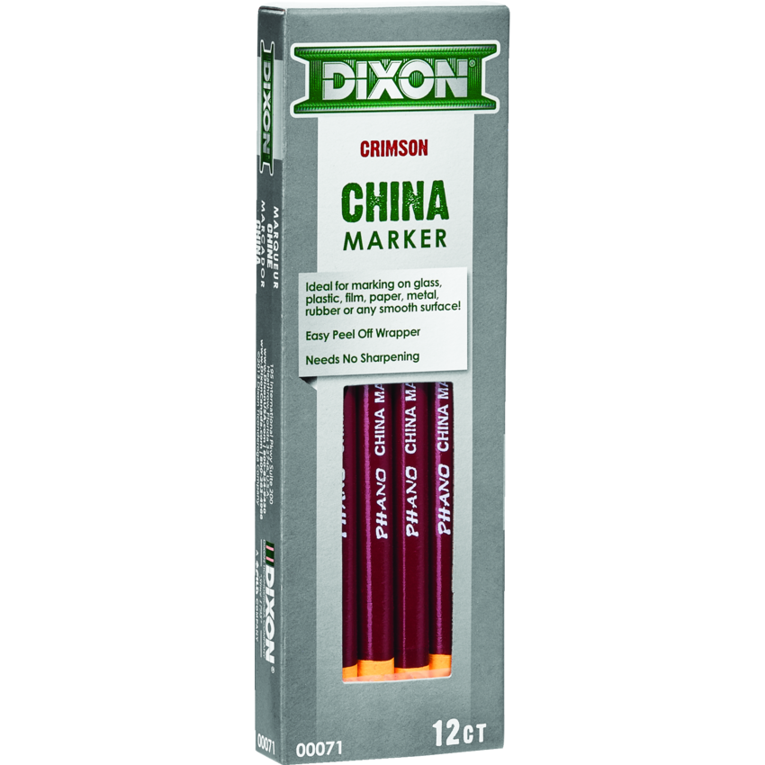 Dixon® Phano® Dry China Markers Crimson Red 12/box