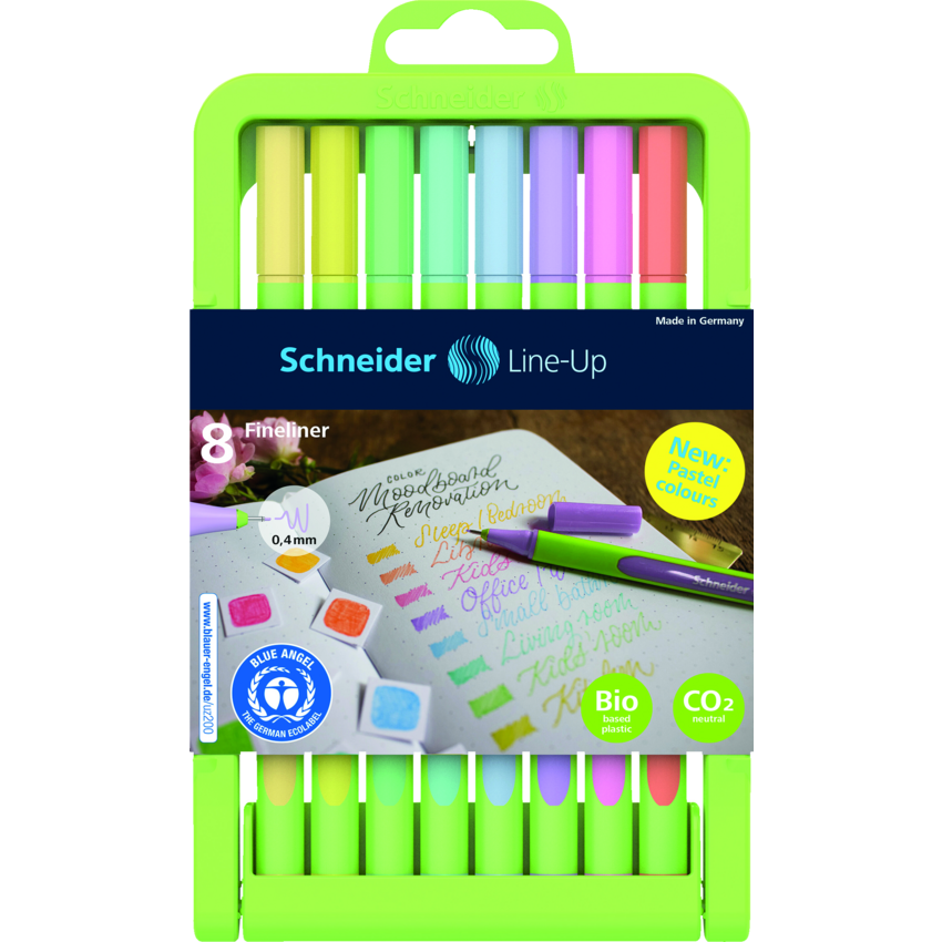 Schneider Line-Up Fineliner Markers 0.4 mm Assorted Pastel Colours 8/pkg