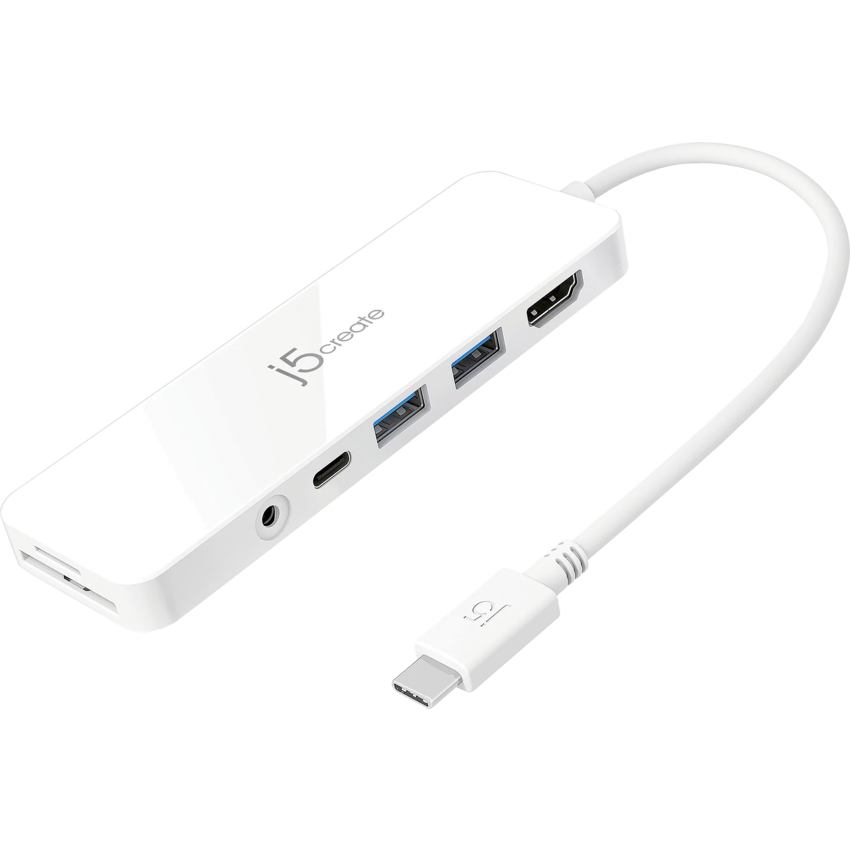 j5create® USB-C® Multi-Port Hub with Power Delivery White