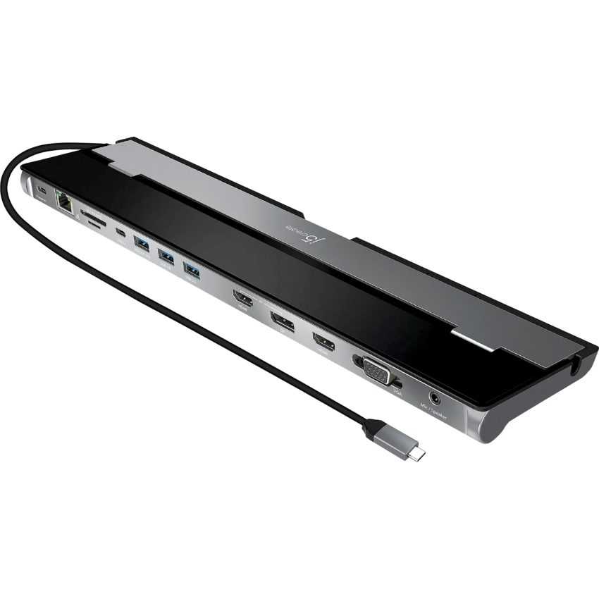 j5create® USB-C® Triple Display Docking Station Black